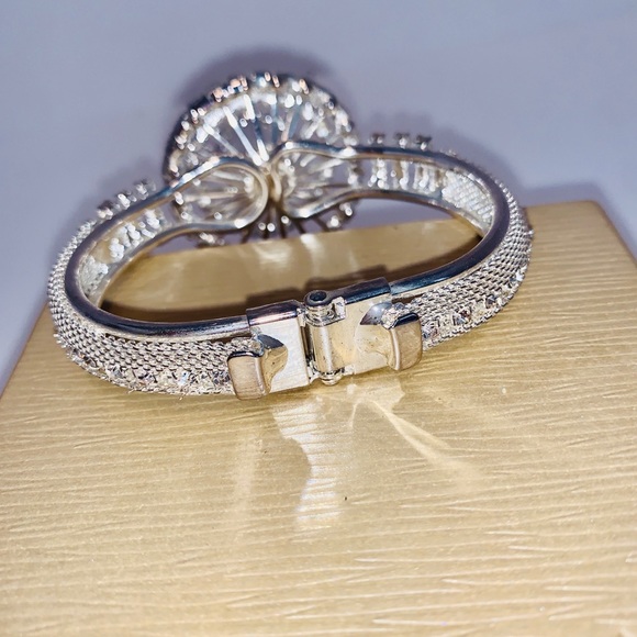 Silver Crystal Rhinestone Statement Bracelet 3 tier Foundation Design From JTV - Picture 5 of 11